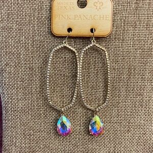 Pink Panache Gold Earrings with Iridescent Crystal